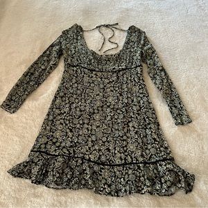 Goregous Free People Floral Paisley Long Sleeve Suqare Neck Dress Size 12
